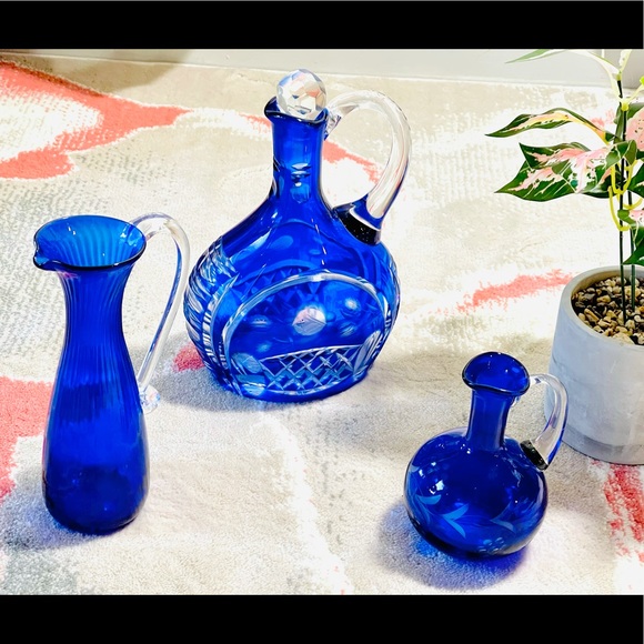 Blenko Cobalt Other - Blenko Conbalt 1960s Vases/Decanter/HandBlownGlass
